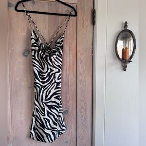 H&M Zebra Print Slip Dress - Black & White